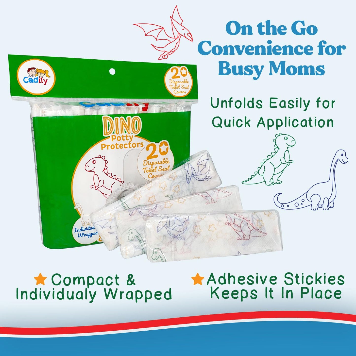 Cadily Toddler Toilet Seat Covers – Disposable, Waterproof & Public Potty Protection On the Go