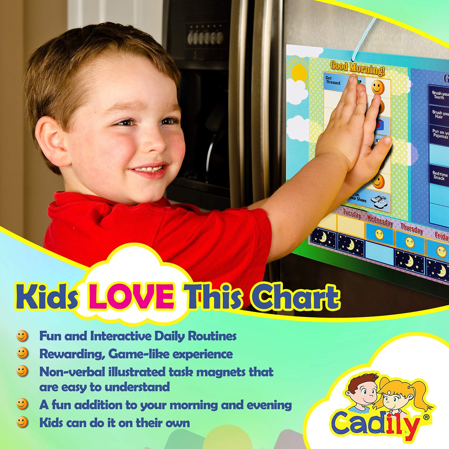 Cadily Magnetic Chore Chart for Kids – Visual Routine Board for Tiny Humans Who ‘Forget’ Everything