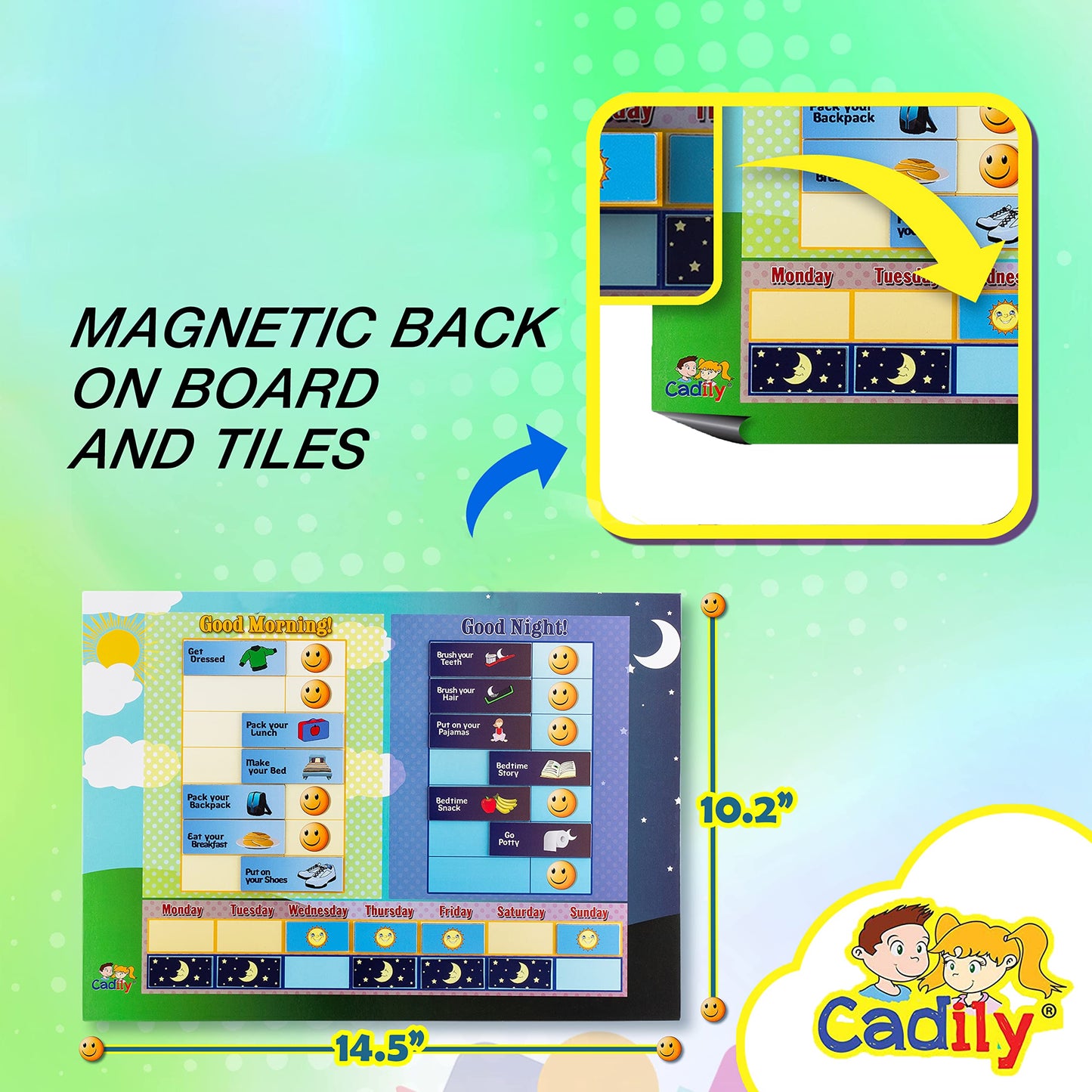 Cadily Magnetic Chore Chart for Kids – Visual Routine Board for Tiny Humans Who ‘Forget’ Everything
