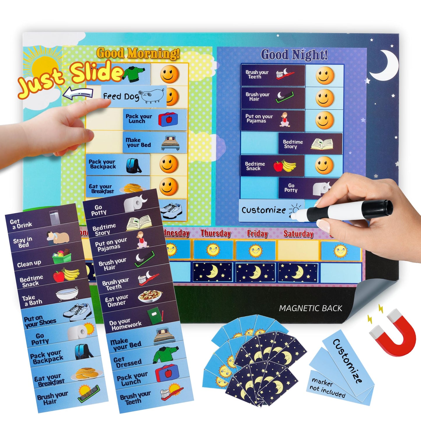 Cadily Magnetic Chore Chart for Kids – Visual Routine Board for Tiny Humans Who ‘Forget’ Everything