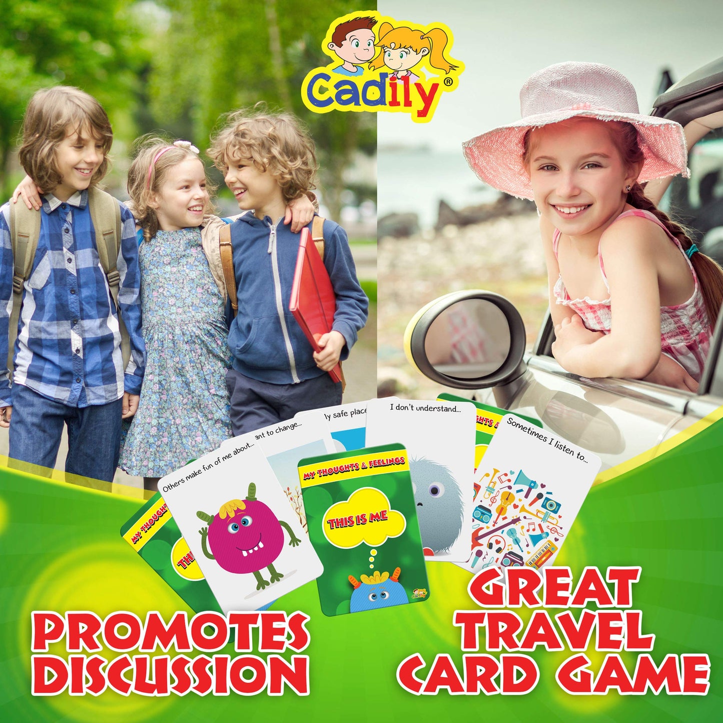Cadily Conversation Cards for Kids – SEL Game, Social Skills Builder & Therapy Tool That Gets Them Talking (No Snacks Required)